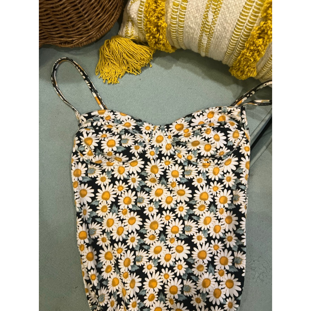 Women's WORKSHOP SALON + BOUTIQUE Daisy Print Bodysuit Black White